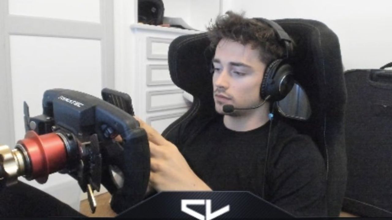 Charles Leclerc uses $10,000 gaming set-up to stay in touch with racing while away from F1