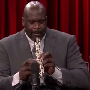 7ft Shaquille O’Neal makes a 2ft long Oboe look like a tiny flute!