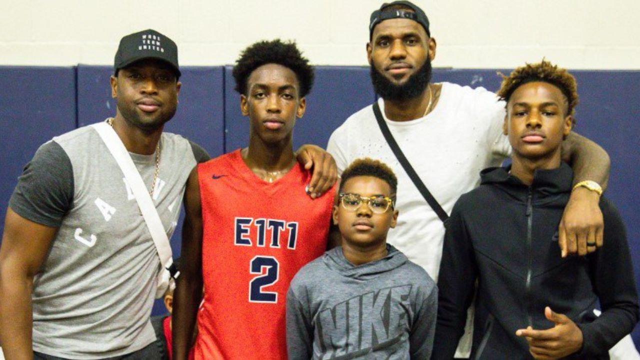 Dwyane Wade hilariously controls himself from choking a ref during Zaire's games while LeBron James 'exerts energy' when Bronny plays