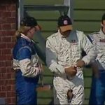 Lewis Hamilton helped Susie Wolff open bottle of Champagne while celebrating podium together