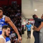 Giannis Antetokounmpo gets jumped by Italian coach Gianmarco Pozzecco after eliminating Nikola Jokic
