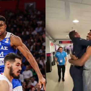 Giannis Antetokounmpo gets jumped by Italian coach Gianmarco Pozzecco after eliminating Nikola Jokic