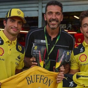 2006 FIFA World Cup Winner Gianluigi Buffon visits Charles Leclerc and Carlos Sainz ahead of Italian GP