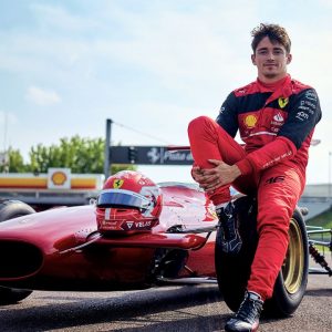 5 GP Winner Charles Leclerc drivers Ferrari's 1967 Spaghetti car