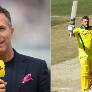 Aaron Finch played a knock of 172 runs against Zimbabwe in a T20I match, and Michael Vaughan was quick in applauding that.