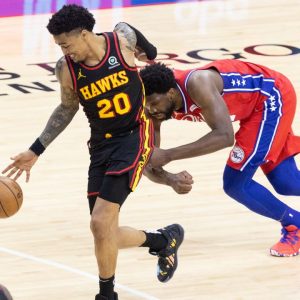 Trae Young and Hawks present nasty cake dissing Joel Embiid to John Collins to celebrate his 25th birthday