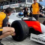 2-time world champion Mika Hakkinen took Alain Prost's championship winning McLaren MP4/2B out for a spin