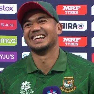 Taskin Ahmed was handed the Man of the Match trophy for his match-winning spell against the Netherlands in the T20 World Cup.