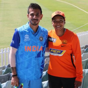 Australian leg-spinner Alana King met Yuzvendra Chahal after Western Australia defeated India at the WACA Stadium in Perth.