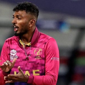 Karthik Meiyappan became the first bowler to take a hat-trick in ICC T20 World Cup 2022 against Sri Lanka in Geelong.