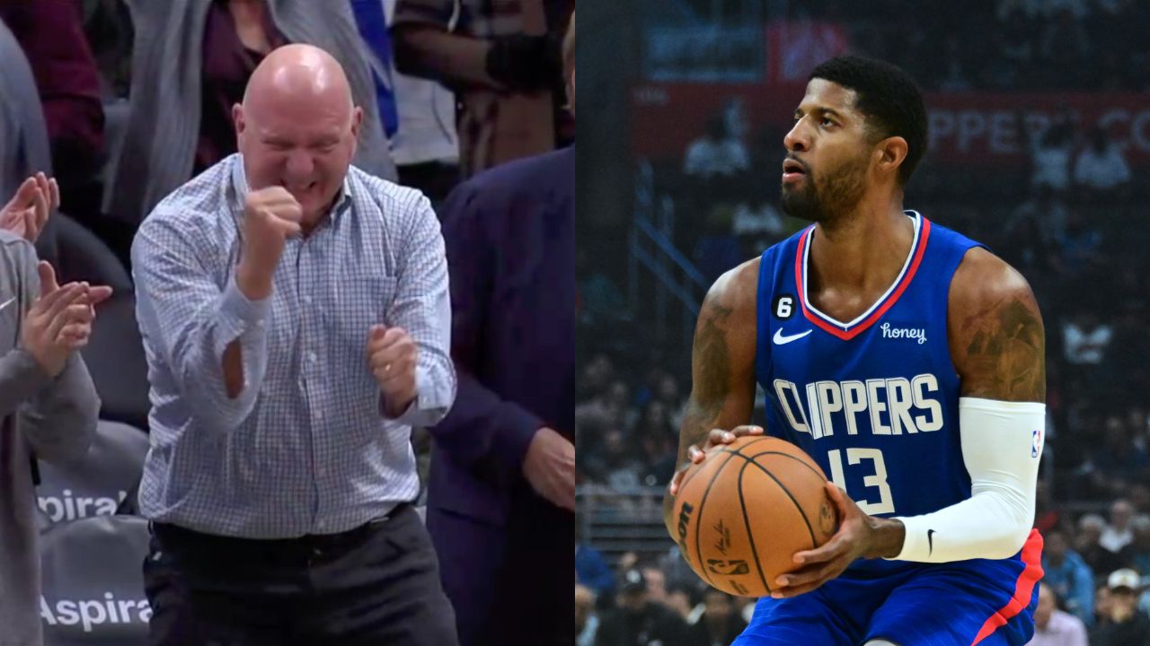 WATCH: Steve Ballmer is Giddy Like a Kid After Paul George Hits Clutch Shot to Secure Clippers' 3rd Win