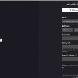 how to sign up for Kick streaming platform