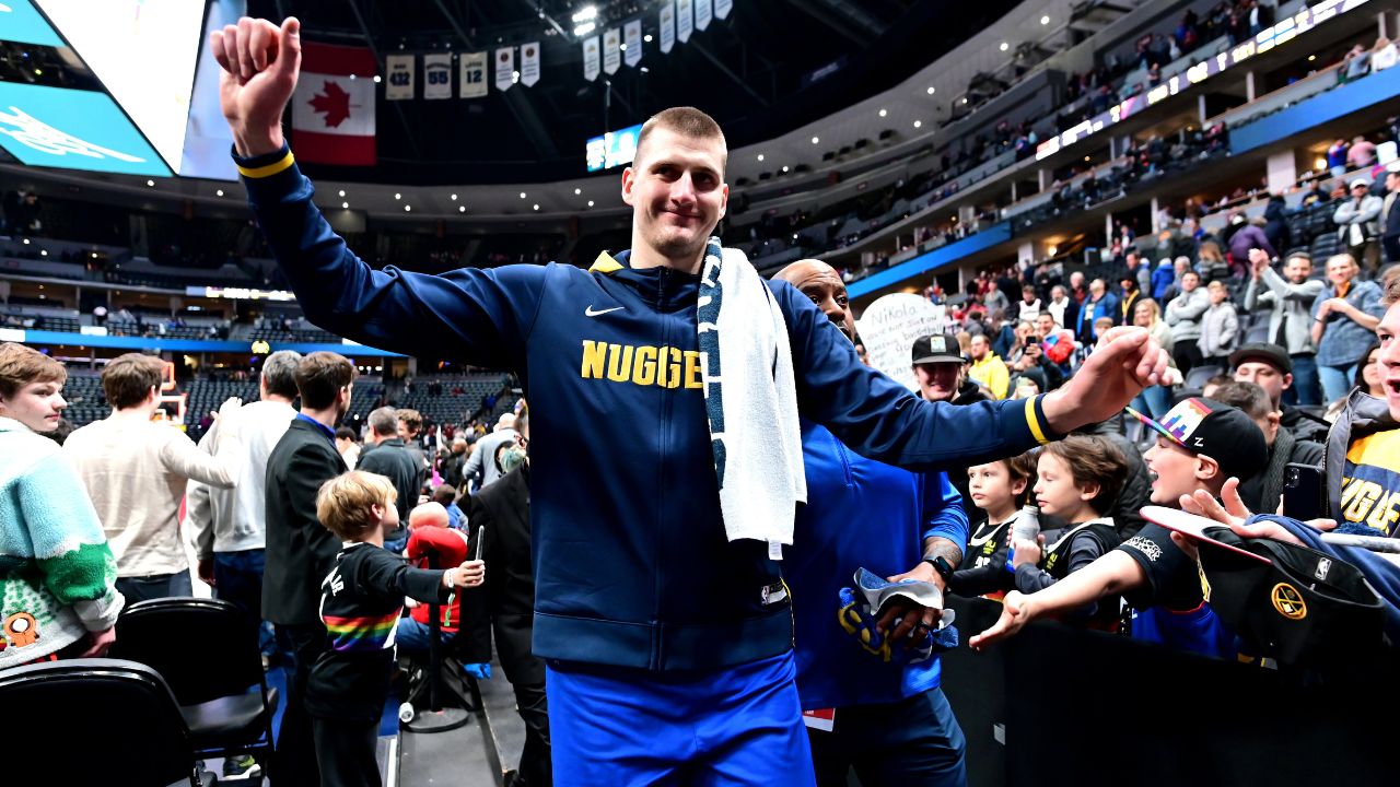 Jan 6, 2023; Denver, Colorado, USA; Denver Nuggets center Nikola Jokic (15) following the win over the Cleveland Cavaliers at Ball Arena.