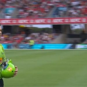 Why is Rilee Rossouw not playing today's BBL 12 match between Sydney Thunder and Sydney Sixers at Showground Stadium?