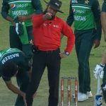 "Right at his ankle": Naseem Shah hilariously massages Aleem Dar's leg after a Mohammad Wasim Jr throw hits him on his ankle during PAK vs NZ 2nd ODI