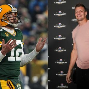 Aaron Rodgers and Rob Gronkowski