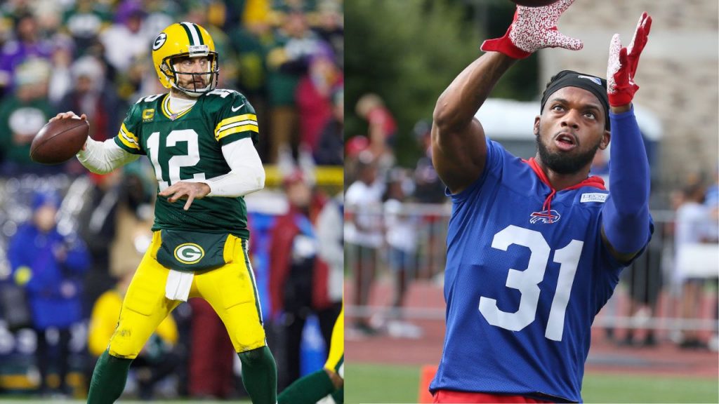 Aaron Rodgers and Damar Hamlin