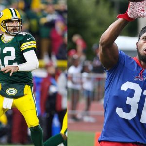 Aaron Rodgers and Damar Hamlin