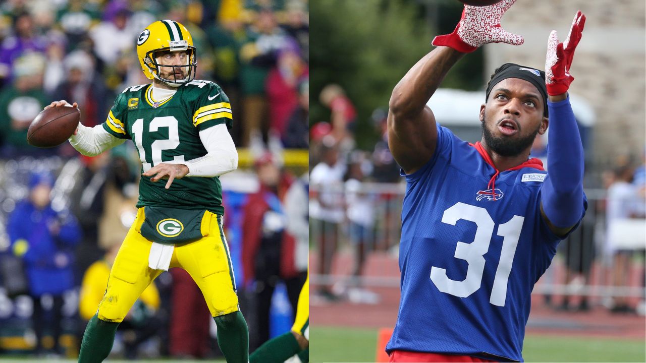 Aaron Rodgers and Damar Hamlin