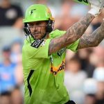 Why is Alex Hales not playing today's BBL 12 match between Sydney Thunder and Perth Scorchers at Sydney Showground Stadium?
