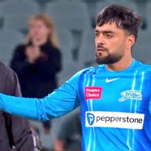 Why is Rashid Khan not playing today's BBL 12 match between Adelaide Strikers and Melbourne Renegades at Adelaide Oval?