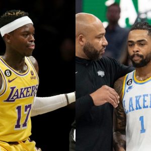 LA Lakers guard Dennis Schroeder has a "pause" moment on live television when discussing new teammate D'Angelo Russell