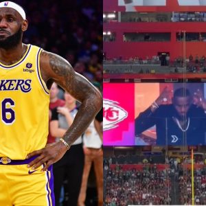 Fans Boo LeBron James at Super Bowl LVII as He Puts on A Crown While On the Jumbotron