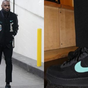 NBA Twitter is Livid At LeBron James Debuting Nike x Tiffany & Co's "Overhyped" $400 Shoes Along With a Varsity Jacket 