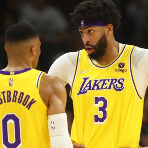 With Russell Westbrook now officially a Clipper, Lakers star Anthony Davis avoided talking about his former teammate's future.
