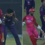 "Almost a shoulder budge!": Shadab Khan pushes Mohammad Hasnain; Sarfaraz Ahmed responds with amusing gesture in PSL 8 match