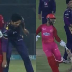 "Almost a shoulder budge!": Shadab Khan pushes Mohammad Hasnain; Sarfaraz Ahmed responds with amusing gesture in PSL 8 match
