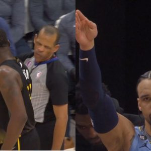 WATCH: Dillion Brooks' Straightfaced and Funny Reaction to Draymond Green Getting Called for Offensive Foul