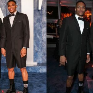 Russell Westbrook's outfit at Vanity Fair's Oscars After Party Mandatory Credit: USA Today via Imagn