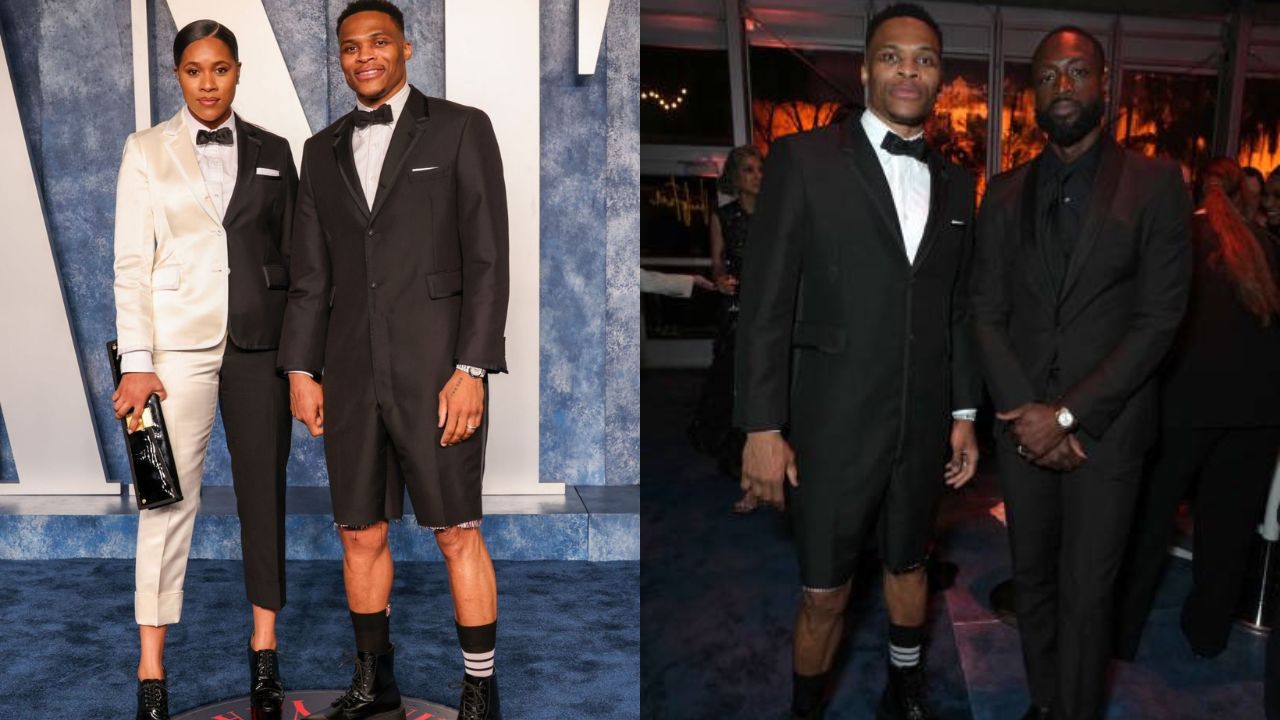 Russell Westbrook's outfit at Vanity Fair's Oscars After Party Mandatory Credit: USA Today via Imagn
