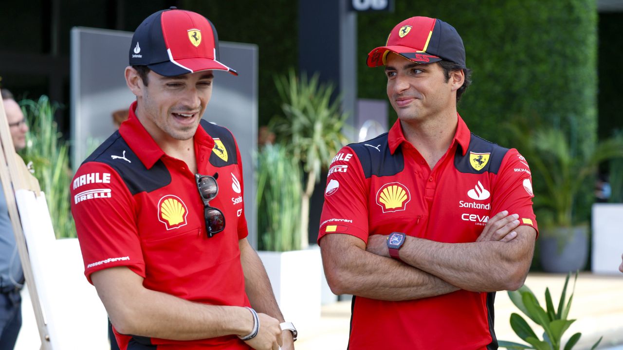 Carlos Sainz Seen Breaking Rules as He Greets 2023 Azerbaijan GP Polesitter Charles Leclerc