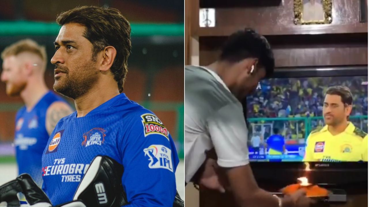 WATCH: Fan Worships MS Dhoni by Doing Aarti in Front of TV Ahead of IPL 2023 Opening Match