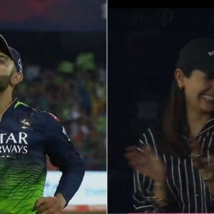 Virat Kohli Flying Kiss Video: RCB Captain Blows Kiss to Wife Anushka Sharma at Chinnaswamy Stadium