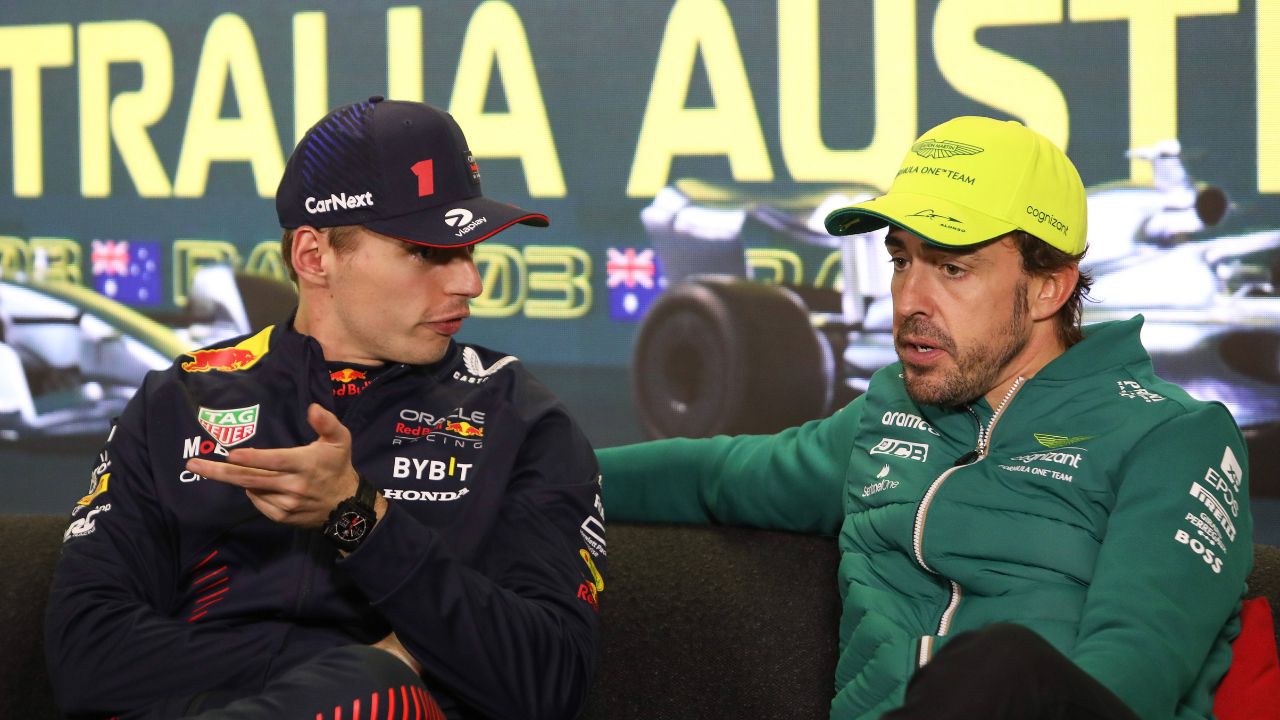 Watch: Impatient Fernando Alonso Urges Max Verstappen to Answer Post-Race Questions Quickly