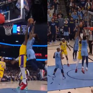 Ja Morant Rises Over 6ft 9″ LeBron James and 6ft 10″ Anthony Davis To Put Grizzlies Up 11 in Game 5