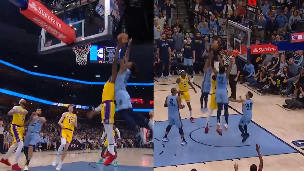 Ja Morant Rises Over 6ft 9″ LeBron James and 6ft 10″ Anthony Davis To Put Grizzlies Up 11 in Game 5