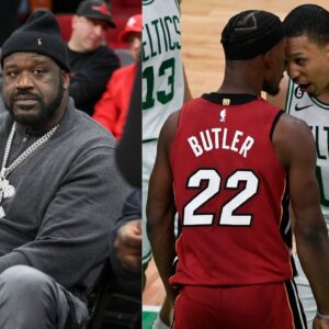 Shaquille O'Neal Pulls Celtics' Star Grant Williams in For a 'Kiss of Good Luck' Before Face-Off Against 'On-Fire' Jimmy Butler
