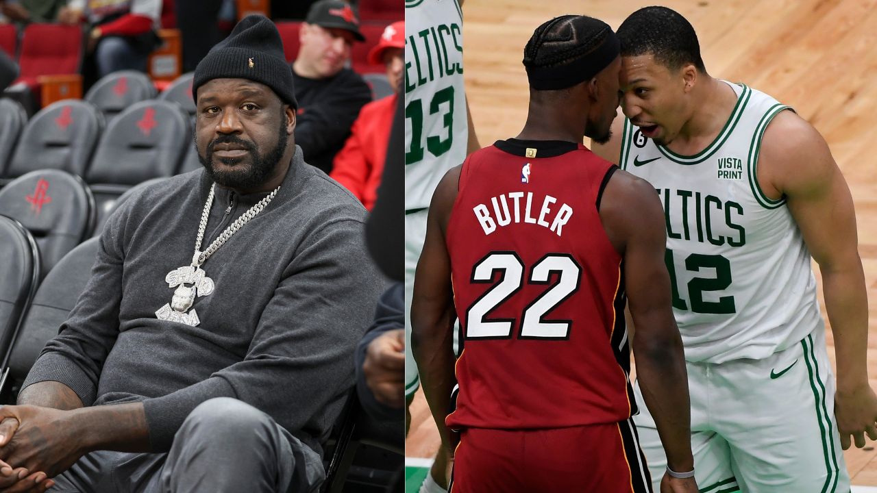 Shaquille O'Neal Pulls Celtics' Star Grant Williams in For a 'Kiss of Good Luck' Before Face-Off Against 'On-Fire' Jimmy Butler