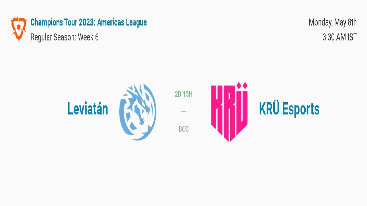 Valorant Americas: LATAM Showdown KRU vs Leviatan; Predictions, Points Table, Head to Head and More