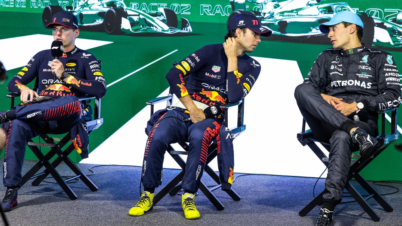 Sergio Perez Rekindles the Animosity Between Max Verstappen and George Russell Ahead of the Miami GP