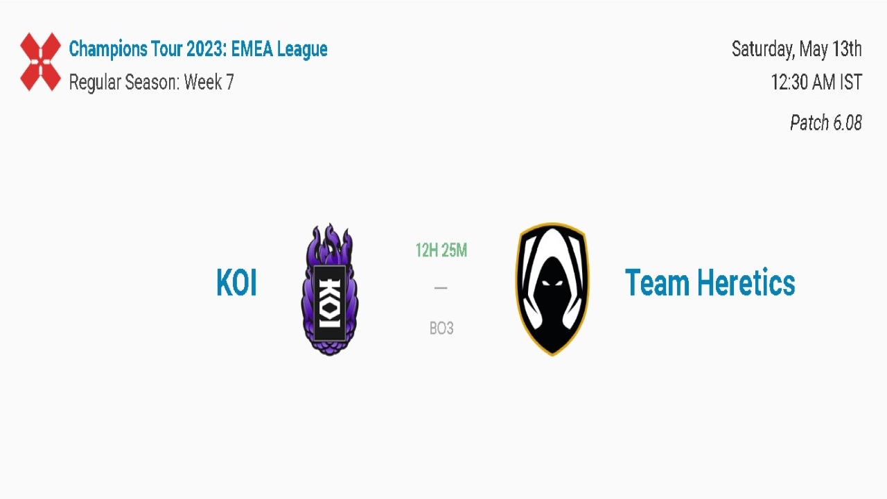 VALORANT EMEA: KOI vs Team Heretics Match-Up; Rosters, Predictions, Points Table and Where to Watch