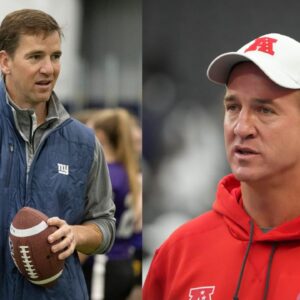 Eli Manning Hilariously Accuses His Brother of 'Mentally & Physically Abusing Him', While Presenting a Giant 'Peyton Manning Forehead' Cutout