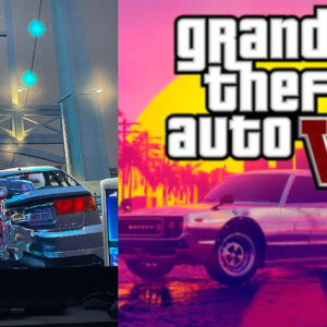 An image of destroyed car collaged with GTA 6 cover