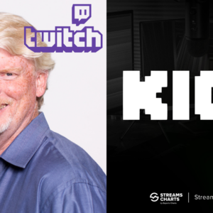 An illustration featuring the Twitch CEO Dan Clancy and the logo of the streaming platform Kick