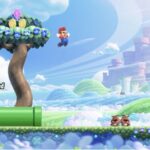 An in-game footage showcasing Mario jumping in Super Mario Bros. Wonder