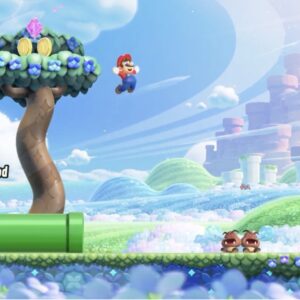 An in-game footage showcasing Mario jumping in Super Mario Bros. Wonder